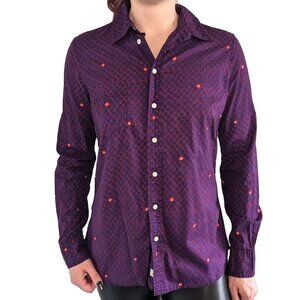 GAP Fitted Boyfriend Purple Polka Dot Button-Up | S